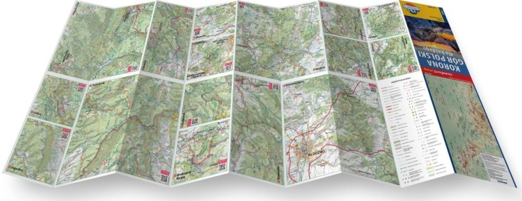 Korona Gór Polski dla każdego 2 w 1. Przewodnik i laminowana mapa wydawnictwa ExpressMap. Rozłożona mapa