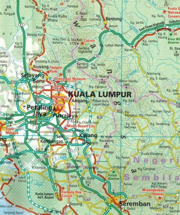 Malezja 1:800 000 / 1:1 100 000. Wodoodporna mapa samochodowa wydawnictwa Reise Know-How. Fragment 1