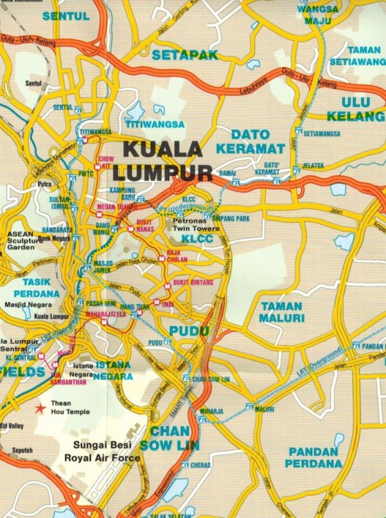 Malezja 1:800 000 / 1:1 100 000. Wodoodporna mapa samochodowa wydawnictwa Reise Know-How. Przykładowy plan miasta - fragment.