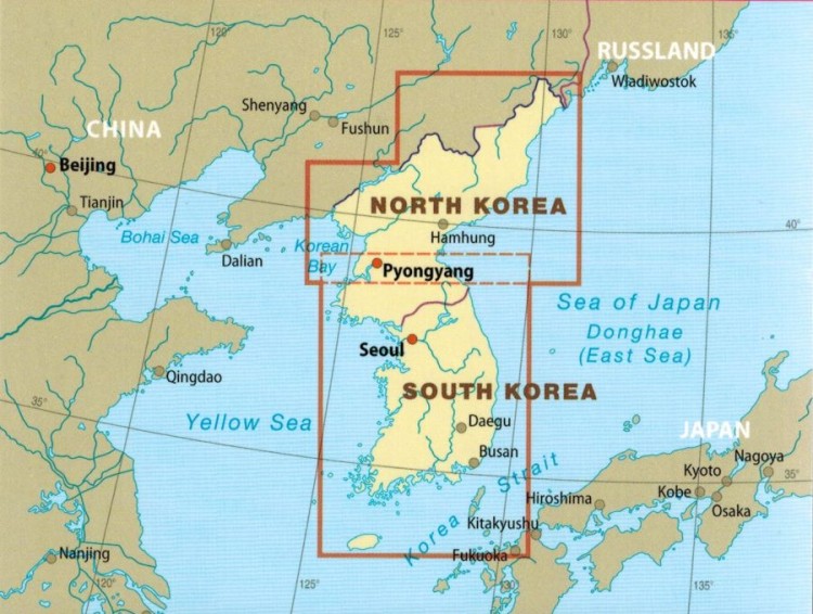 Korea 1:700 000. Wodoodporna mapa samochodowa wydawnictwo Reise Know-How. Zasięg