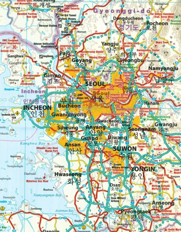 Korea 1:700 000. Wodoodporna mapa samochodowa wydawnictwo Reise Know-How. Fragment 1