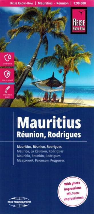 Mauritius, Reunion, Rodrigues 1:90 000. Wodoodporna mapa samochodowo wydawnictwa Reise Know-How. Okładka