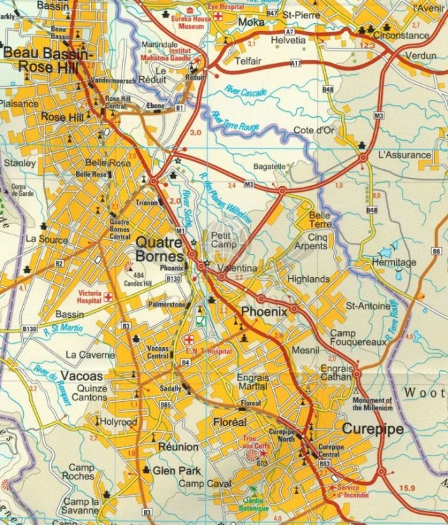 Mauritius, Reunion, Rodrigues 1:90 000. Wodoodporna mapa samochodowo wydawnictwa Reise Know-How. Fragment 1
