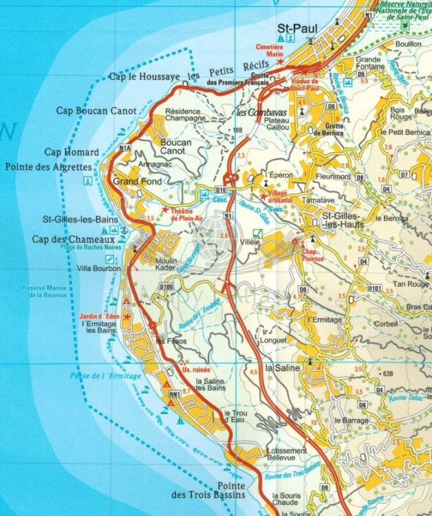 Mauritius, Reunion, Rodrigues 1:90 000. Wodoodporna mapa samochodowo wydawnictwa Reise Know-How. Fragment 2
