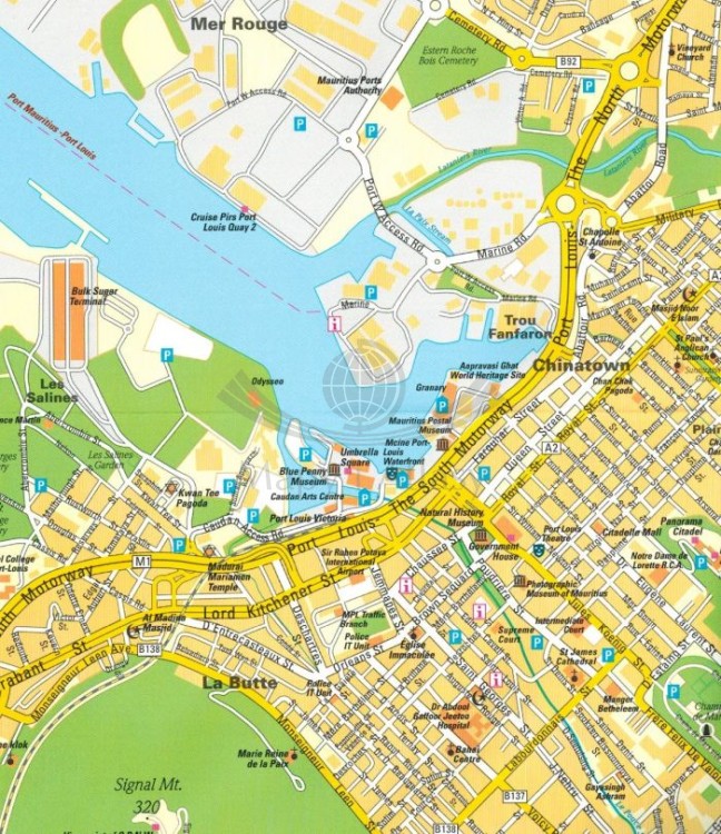 Mauritius, Reunion, Rodrigues 1:90 000. Wodoodporna mapa samochodowo wydawnictwa Reise Know-How. Przykładowy plan miasta - fragment