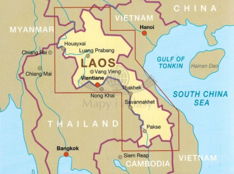 Laos 1:600 000 Wodoodporna mapa samochodowa wydawnictwa  Reise Know-How.  Zasięg