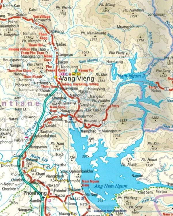 Laos 1:600 000 Wodoodporna mapa samochodowa wydawnictwa  Reise Know-How.  Fragment 2