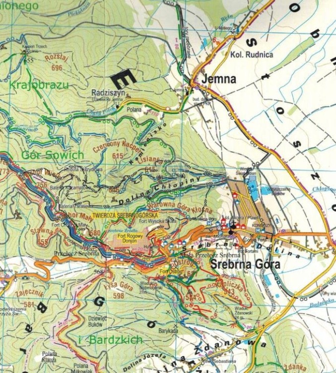 Sudety Środkowe 1:40 000 Góry Sowie, Kamienne, Wałbrzyskie. Mapa turystyczna wydawnictwa Galileos. Fragment 1