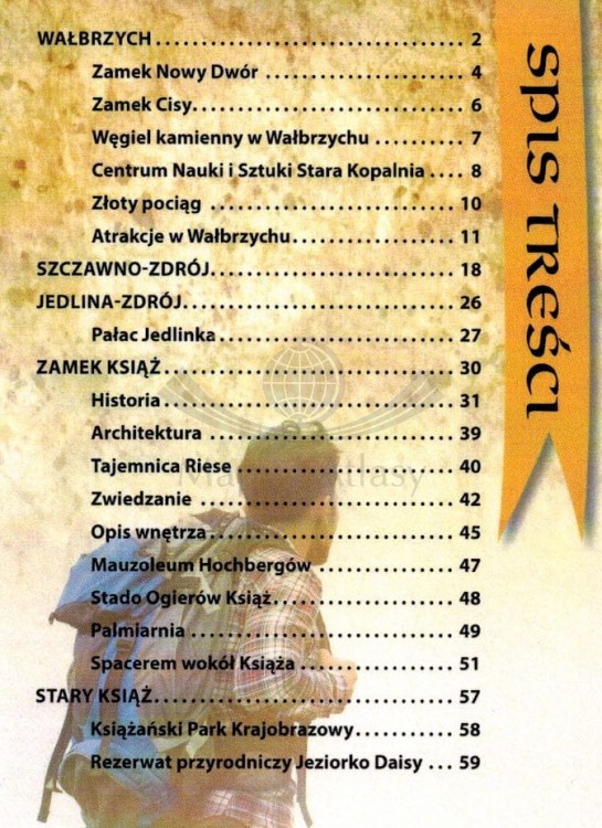 Zamek Książ. Wałbrzych, Szawno-Zdrój, Jedlina-Zdrój. Ilustrowany przewodnik z mapami wydawnictwa Galileos. Spis treści