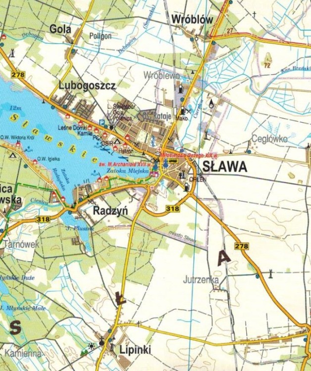 Pojezierze Sławskie 1:75 000. Od Leszna do Zielonej Góry. Mapa turystyczna. Wydawnictwa Galileos. Fragment 3