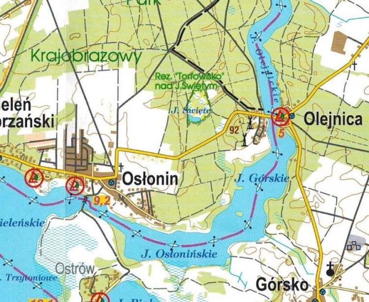 Pojezierze Sławskie 1:75 000. Od Leszna do Zielonej Góry. Mapa turystyczna. Wydawnictwa Galileos. Fragment mapy szlaku Konwaliowego