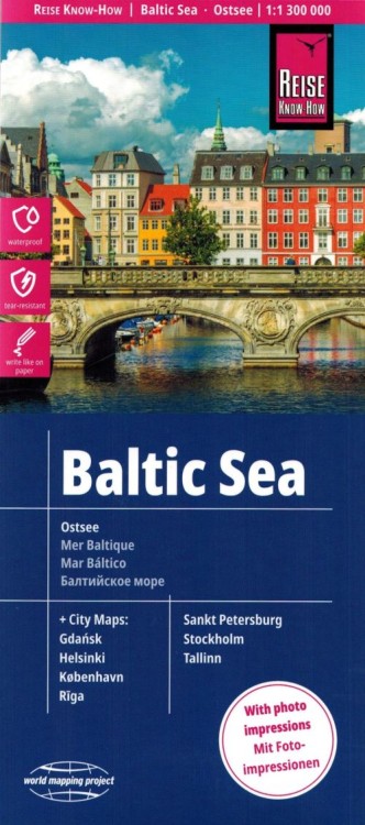 Morze Bałtyckie. Wodoodporna mapa samochodowo-turystyczna wydawnictwa Reise Know-How. Okładka