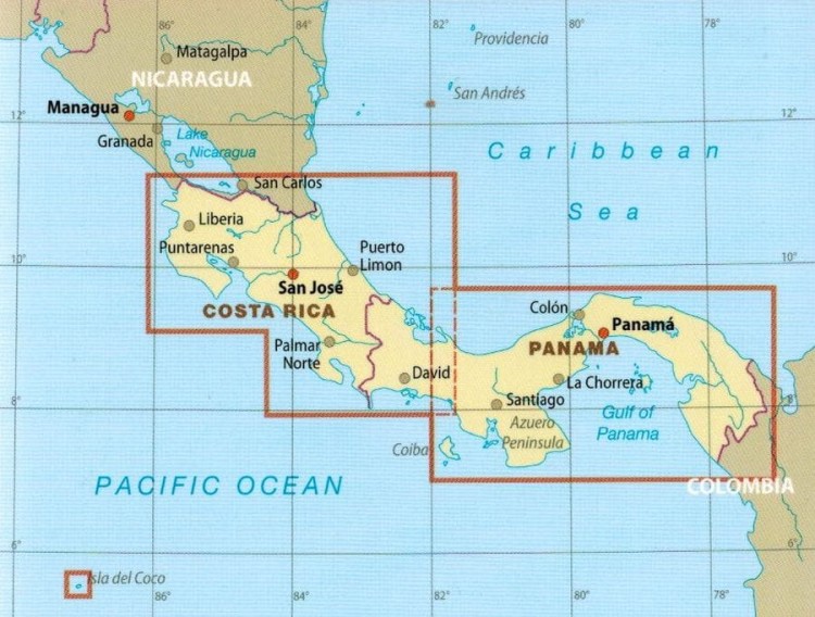 Kostaryka i Panama 1:550 000. Wodoodporna mapa samochodowo-turystyczna wydawnictwa Reise Know-How. Zasięg