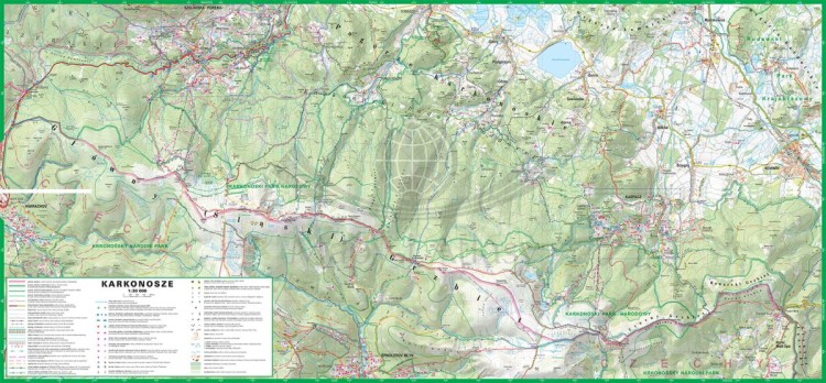Karkonosze 1:30 000. Laminowana mapa turystyczna wydawnictwa ExpressMap. Strona 1
