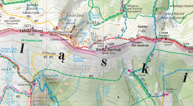 Karkonosze 1:30 000. Laminowana mapa turystyczna wydawnictwa ExpressMap. Fragment 3