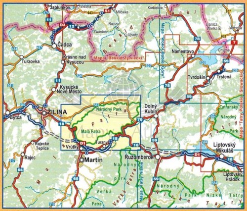 Mała Fatra (Krywańska) 1:30 000. Laminowana mapa turystyczna wydawnictwa Compass. Zasięg