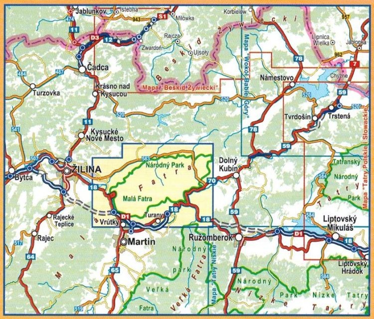 Mała Fatra (Krywańska) 1:30 000. Laminowana mapa turystyczna wydawnictwa Compass. Zasięg