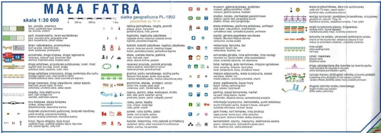 Mała Fatra (Krywańska) 1:30 000. Laminowana mapa turystyczna wydawnictwa Compass. Legenda