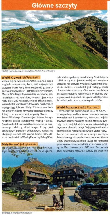 Mała Fatra (Krywańska) 1:30 000. Laminowana mapa turystyczna wydawnictwa Compass. Informator - fragment