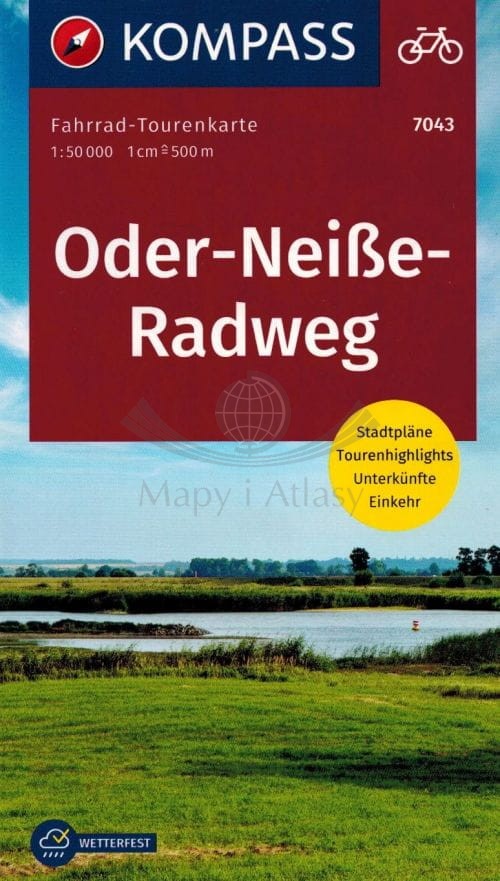 Trasa Odra-Nysa 1:50 000. Laminowana mapa rowerowa 7043. Kompass