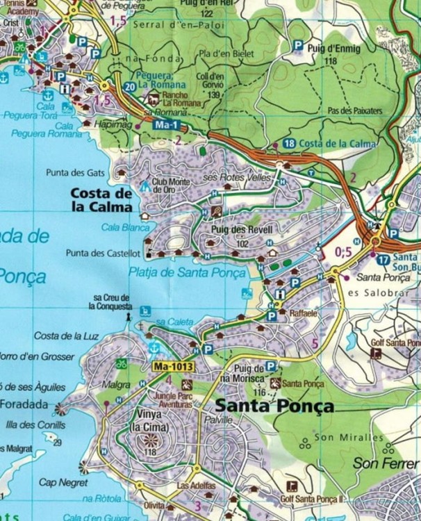 Majorka Zestaw czterech map turystycznych 2230 wydania Kompass. Mapa 1 - fragment