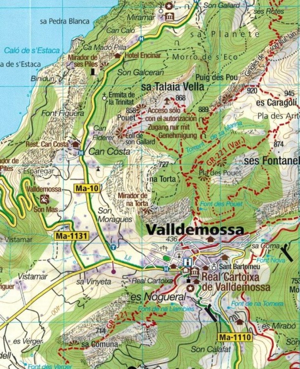 Majorka Zestaw czterech map turystycznych 2230 wydania Kompass. Mapa 2 - fragment