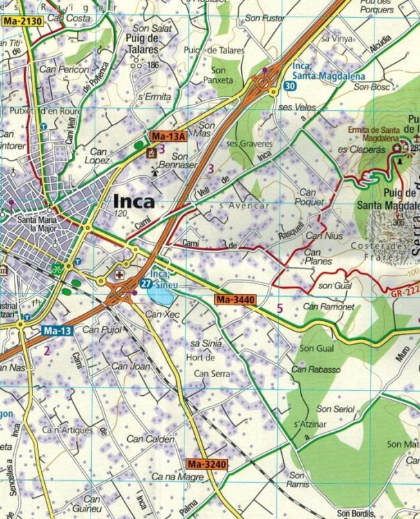 Majorka Zestaw czterech map turystycznych 2230 wydania Kompass. Mapa 3 - fragment