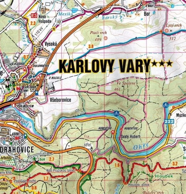 Doupovske Hory, Podboransko. Mapa turystyczna 410 wydawnictwa Shocart. Fragment 1