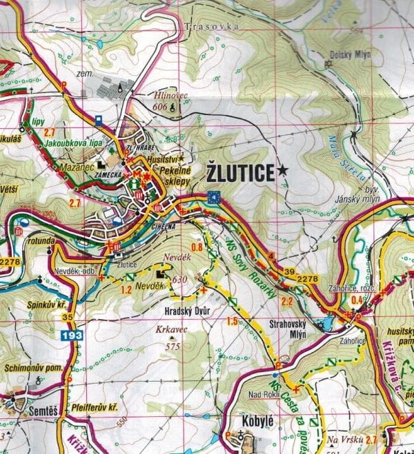 Doupovske Hory, Podboransko. Mapa turystyczna 410 wydawnictwa Shocart. Fragment 2