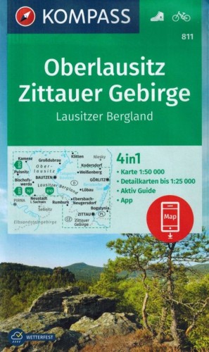 Górne Łużyce, Góry Żytawskie. Wodoodporna mapa turystyczna 811 wydawnictwa Kompass. Okładka