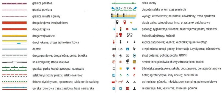 Wisła , Ustroń i okolice 1:20 000. Mapa turystyczna wydawnictwa Galileos. Legenda 1