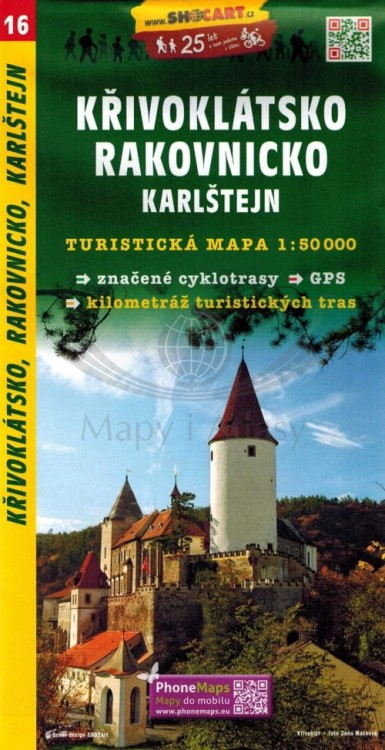 Krivoklatsko, Rakovnicko, Karlstejn. Mapa turystyczna 16 wydawnictwa Shocart. Okładka