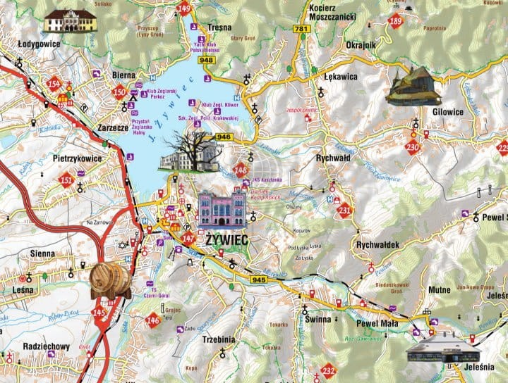Beskid Śląski. Zestaw 6 map turystycznych wydawnictwa Galileos. Przykładowy fragment 4