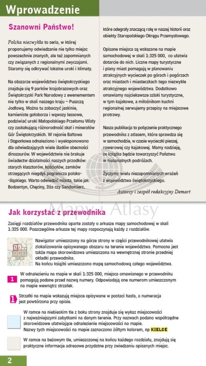 Województwo świętokrzyskie. Przewodnik + atlas wydawnictwa Demart. Przykładowa strona 2