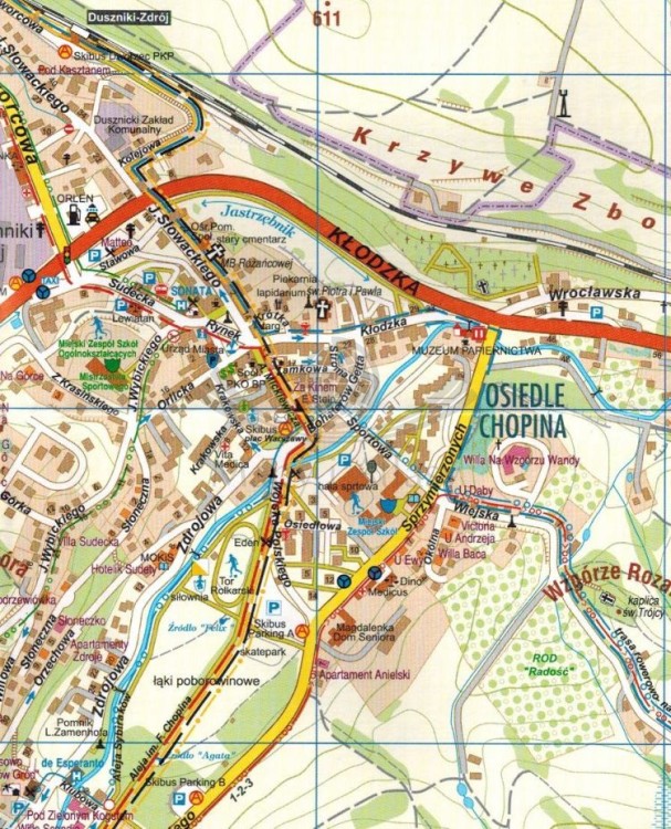 Duszniki-Zdrój 1:10 000. Mapa / Plan miasta wydawnictwa Galileos. Fragment 1