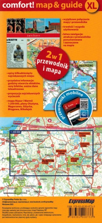 Mazury i Warmia Laminowana mapa turystyczna / Miniprzewodnik ExpressMap okładka tył