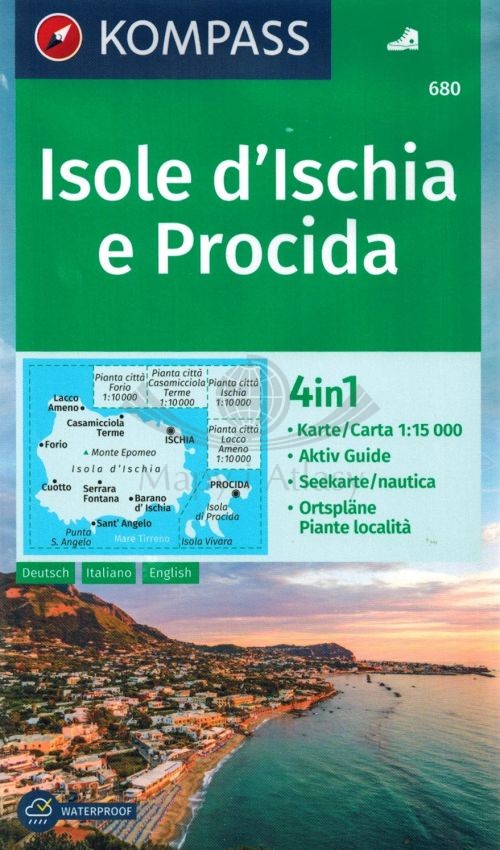 Isole d'Ischia i Procida.  Wodoodporna mapa turystyczna 680. Kompass
