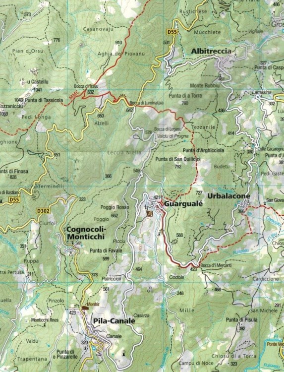 Korsyka, część południowa. Zestaw trzech map turystycznych 2251 Wydawnictwa Kompass. Mapa 1 - fragment
