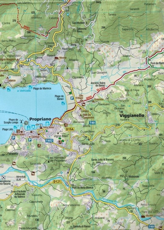 Korsyka, część południowa. Zestaw trzech map turystycznych 2251 Wydawnictwa Kompass. Mapa 2 -  Fragment