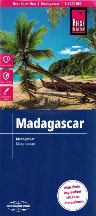 Madagaskar 1:1 200 000. Wodoodporna mapa samochodowo-turystyczna wydawnictwa Reise Know-How. Okładka
