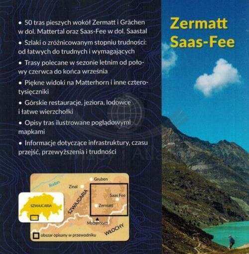 Zermatt Saas-Fee. Alpy Szwajcarskie. Wydawnictwa sklep podróżnika. Okładka - tył