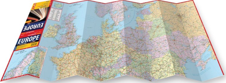 Europa 1:4 000 000. Laminowana mapa samochodowa wydawnictwa ExpressMap. Rozłożona mapa