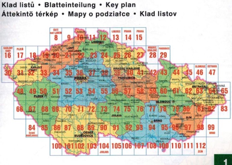 Czechy Atlas samochodowy wydawnictwa Shocart. Skorowidz arkuszy