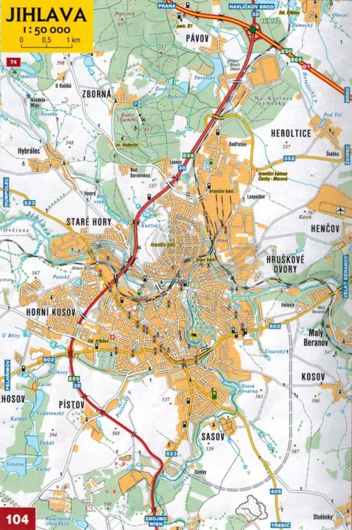 Czechy Atlas samochodowy wydawnictwa Shocart. Przykładowy plan miast