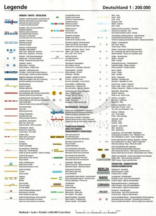 Niemcy 1:200 000 / Europa 1:4 500 000. Atlas samochodowy wydawnictwa ADAC. Niemcy - legenda