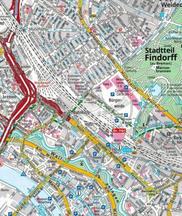 Niemcy 1:200 000 / Europa 1:4 500 000. Atlas samochodowy wydawnictwa ADAC. Plan miasta Bremen - fragment