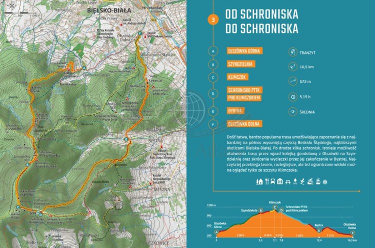 Beskid Śląski, Żywiecki i Mały. Przewodnik trek&travel wydawnictwa Bezdroża. Przykładowa strona 1