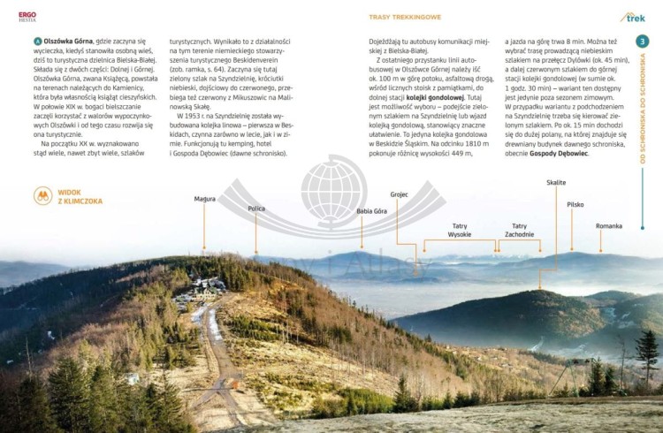 Beskid Śląski, Żywiecki i Mały. Przewodnik trek&travel wydawnictwa Bezdroża. Przykładowa strona 3