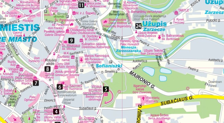 Wilno i troki 2 w 1. Laminowana mapa turystyczna + Miniprzewodnik wydawnictwa ExpressMap. Fragment 1