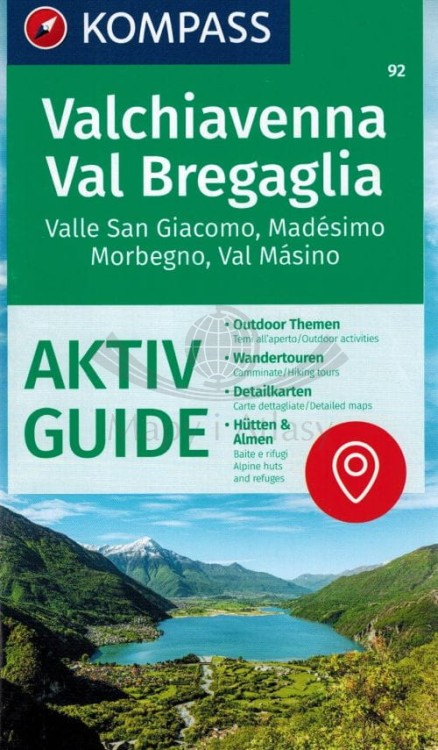 Dolina Bregaglia i Valchiavenna. Laminowana mapa turystyczna 92 wydawnictwa Kompass. Informator - Okładka